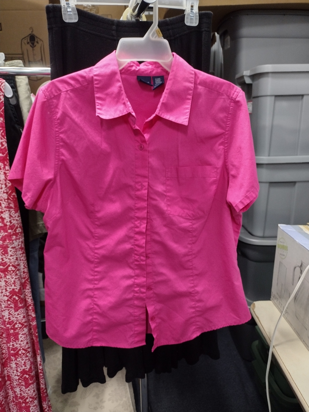Basic Editions Vibrant Pink Collared Button-Up